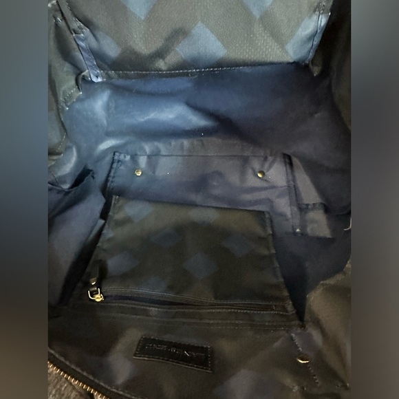 👜 Lands' End Navy Blue/Black Diamond Canvas Tote Shoulder Bag 🌟 - Picture 11 of 16